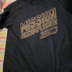 Under Armour Navy Long Sleeve Tee with Gold Graphic